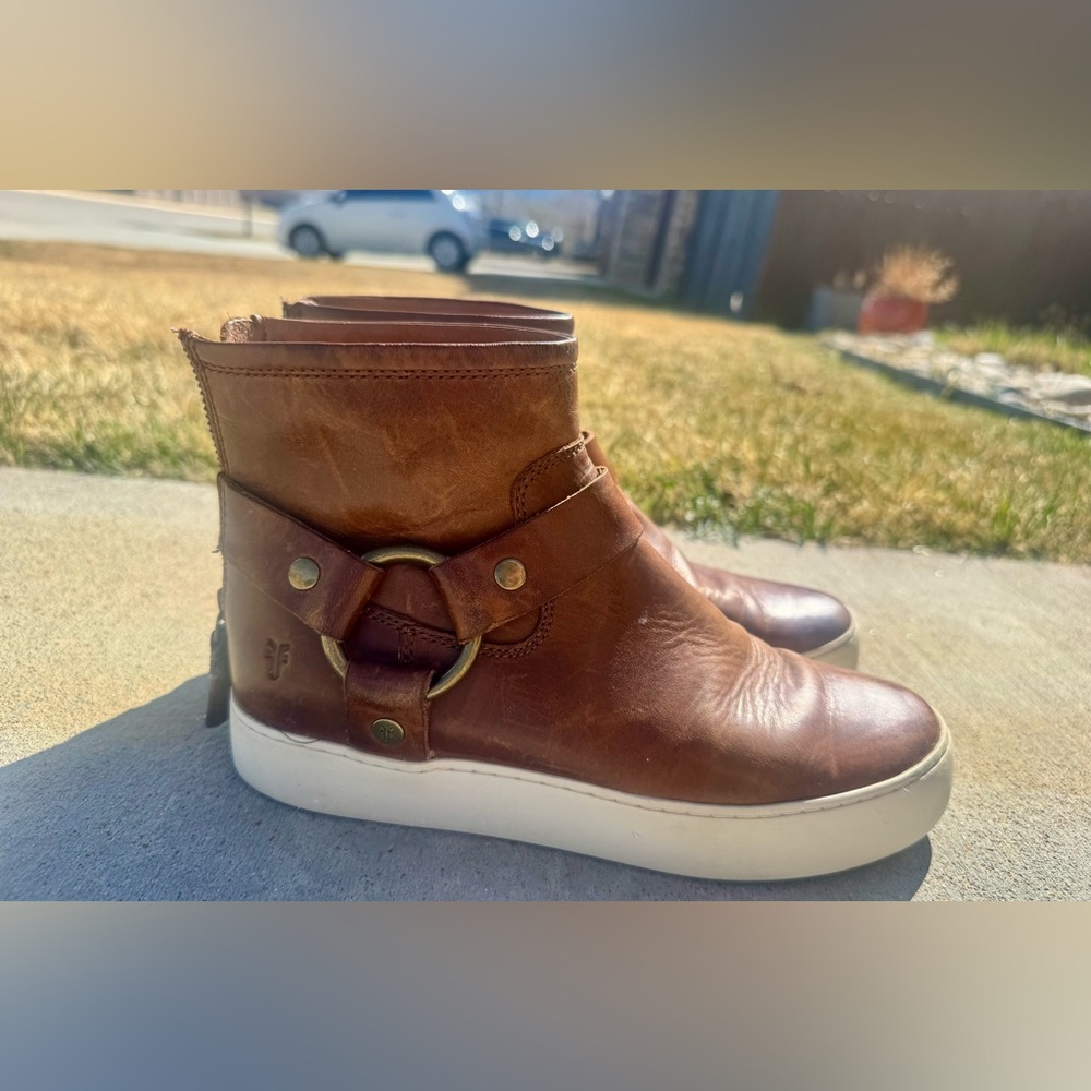 Frye Lena Harness Leather High-Top Sneakers
